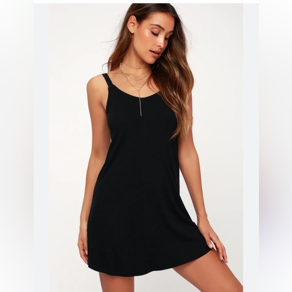 50%offw❤️ RVCA Switchback Black Ribbed Tank Dress mini XS 👠4
